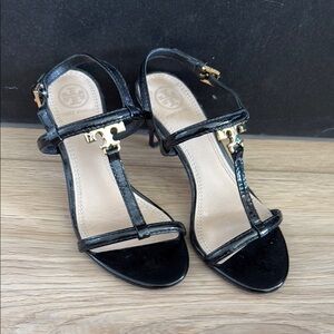 Tory Burch Black and Gold Sandals